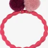PomPom Hair Tie - Raspberry with Dusty Rose Bordeaux