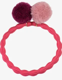 PomPom Hair Tie - Raspberry with Dusty Rose Bordeaux
