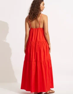 Poplin Maxi Dress - Red