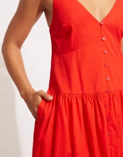 Poplin Maxi Dress - Red