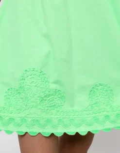 Poplin Off Shoulder Mini Dress with Ric-Rac - Apple