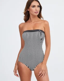 Portofino Bandeau Swimsuit - Black and White