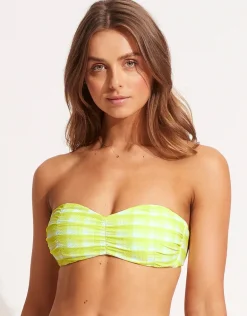 Portofino Ruched Bandeau Bikini Top - Wild Lime