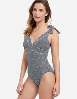 Profile Colette V Neck Swimsuit - Black and White