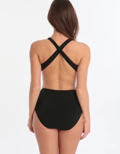 Profile Formula One Sports High Neck One Piece - Black White