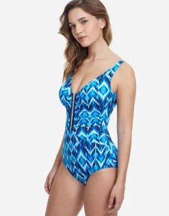 Profile Ocean Blue V Neck Swimsuit - Blue