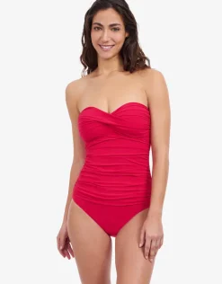 Profile Tutti Frutti Bandeau Swimsuit - Rose Red