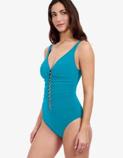 Profile Tutti Frutti D Cup V Neck Ladder Swimsuit - Jade