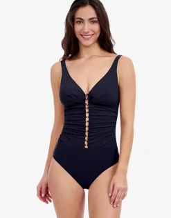 Profile Tutti Frutti D Cup V Neck Ladder Swimsuit - Black