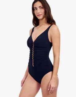 Profile Tutti Frutti D Cup V Neck Ladder Swimsuit - Black