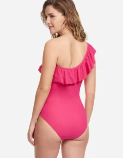 Profile Tutti Frutti Ruffle One Shoulder Swimsuit - Rose
