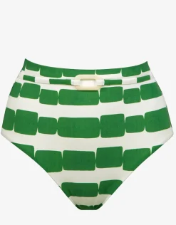 Radiance High Waist Bikini Pant - White and Clover