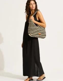 Raffia Stripe Tote Bag