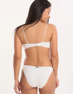 Retro Purity Zip Front Bralette Bikini Top - White