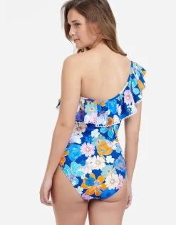 Rising Sun One Shoulder Swimsuit - Blue