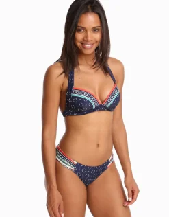 Riviera Gathered Side Bikini Bottom - Ink/White