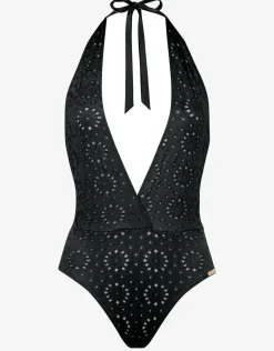 Riviera Notes Plunge Swimsuit - Deep Black