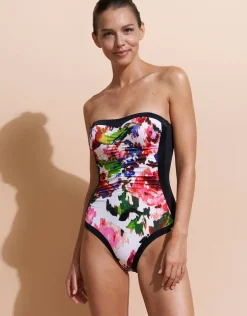 Rose Garden Bandeau Swimsuit - Multi