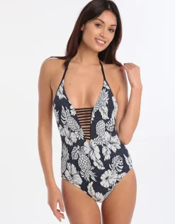 Royal Horizon Deep V Maillot - Blue