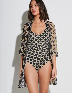 Samoa Mini Beach Shirt - Black and Gold