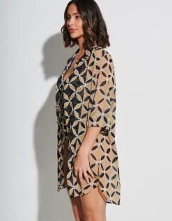 Samoa Mini Beach Shirt - Black and Gold