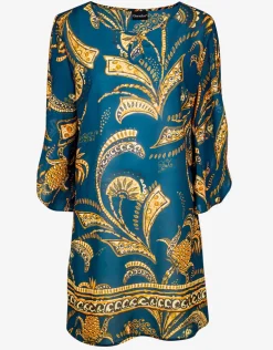 Satin Fruits Tunic - Ocean Pineapple