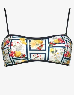 Scenery Bandeau Bikini Top - Monochrome Garden