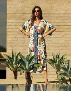Scenery Maxi Kaftan - Monochrome Garden