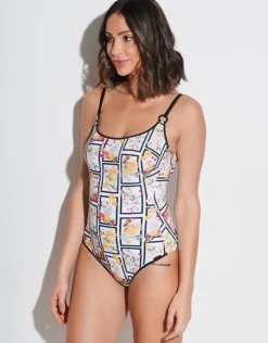 Scenery Underwired Tank Swimsuit - Monochrome Garden