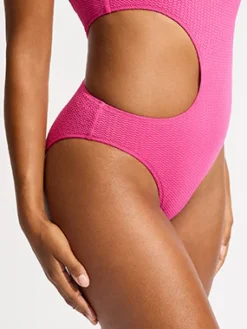 Sea Dive Cut Out Swimsuit - Fuchsia Rose