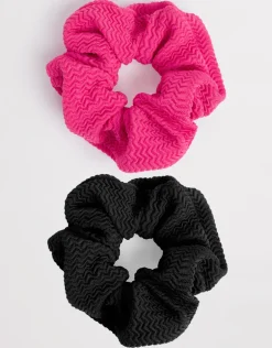 Sea Dive Scrunchy 2 Pack - Fuchsia Rose and Black