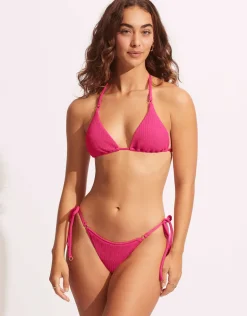 Sea Dive Slide Tri Bikini Top - Fuchsia Rose