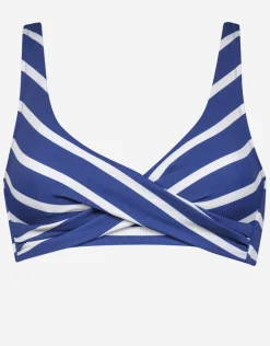 Sea Ride Twist Front Bikini Top - White Indigo