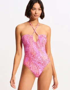 Sea Skin Bandeau Swimsuit - Fuchsia Rose