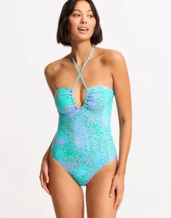 Sea Skin Bandeau Swimsuit - Vivid Green