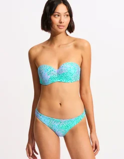 Sea Skin Bustier Bandeau Bikini Top - Vivid Green