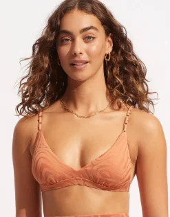 Second Wave Fixed Tri Bikini Top - Copper Tan