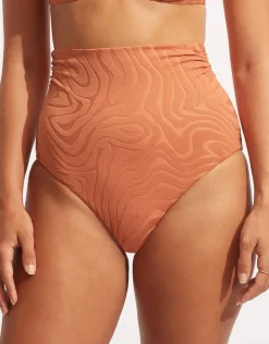 Second Wave High Waist Bikini Pant - Copper Tan
