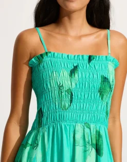 Secret Garden Shirred Maxi Dress - Jade