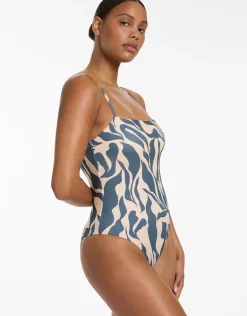 Sereno Minimal Tank Swimsuit - Steel Blue