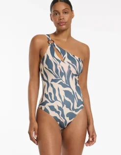 Sereno One Shoulder Ring Swimsuit - Steel Blue