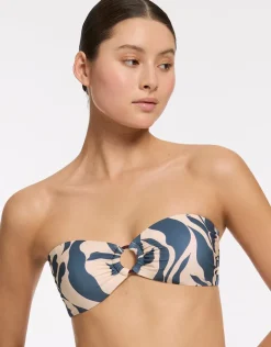 Sereno Ring Bandeau Bikini Top - Steel Blue