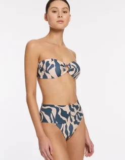 Sereno Ring Bandeau Bikini Top - Steel Blue