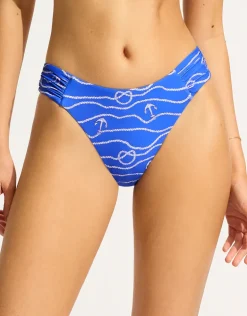 Set Sail High Leg Ruched Side Bikini Pant - Azure
