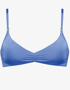 Shimmering Solids Gathered Crop Bikini Top - Spring Water