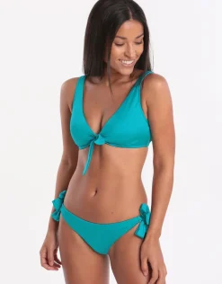 Shine On Tie Front Crop Bikini Top - Eden