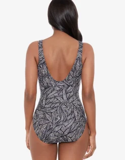 Shore Leave Zipt Swimsuit - Black and White