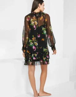 Siciliana Silk Tunic - Black-Brights