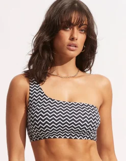 Sienna One Shoulder Bikini Top - True Navy