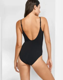 Silence Ladder Plunge Swimsuit - Black and White